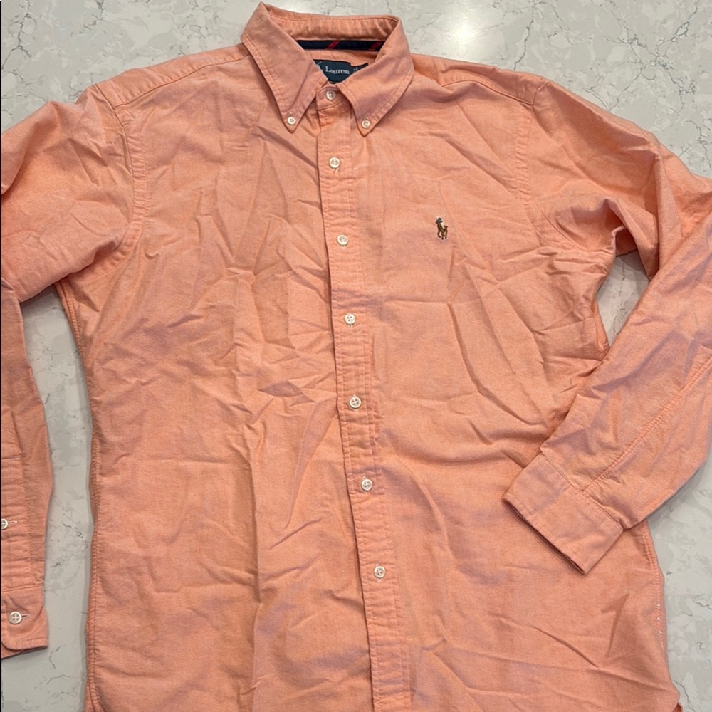 Ralph Lauren Men's Orange Button Down Shirt
